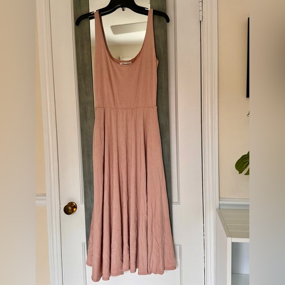 Reformation Jeans Rou Blush Pink Fit and Flare Midi Dress Minimalist Barbiecore - Picture 4 of 11